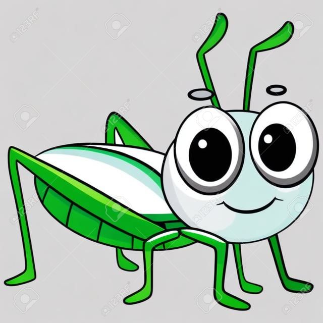 Vector Illustration of Cute Little Grasshopper