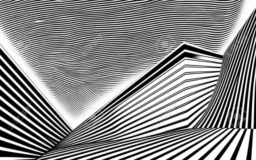 Schwarzweiss-Streifenlinie abstrakte grafische optische Kunst.