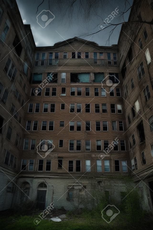 an old abandoned apartment building exterior