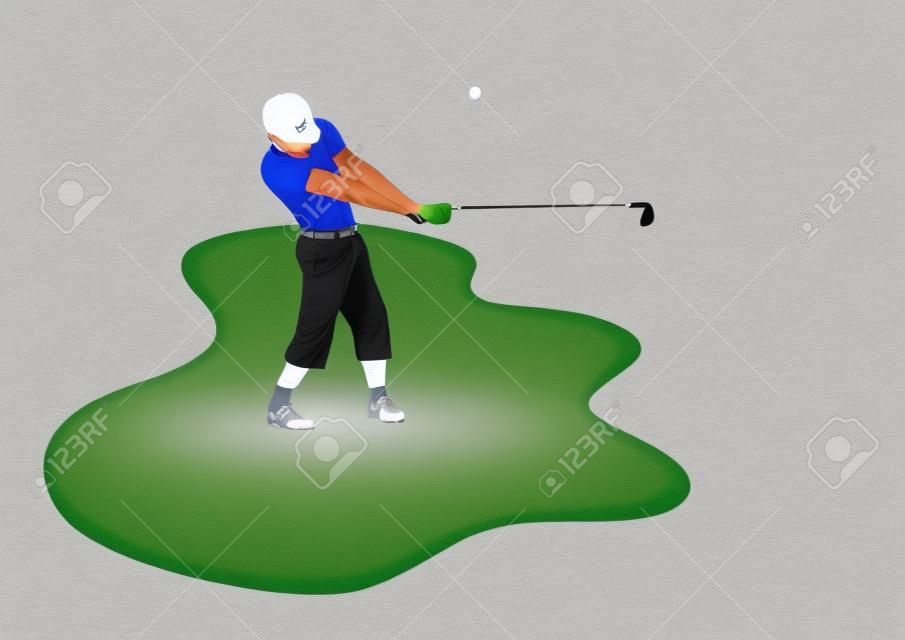 ilustración de jugador de golf golpeando una pelota de golf