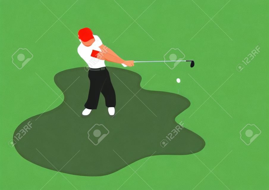 ilustración de jugador de golf golpeando una pelota de golf