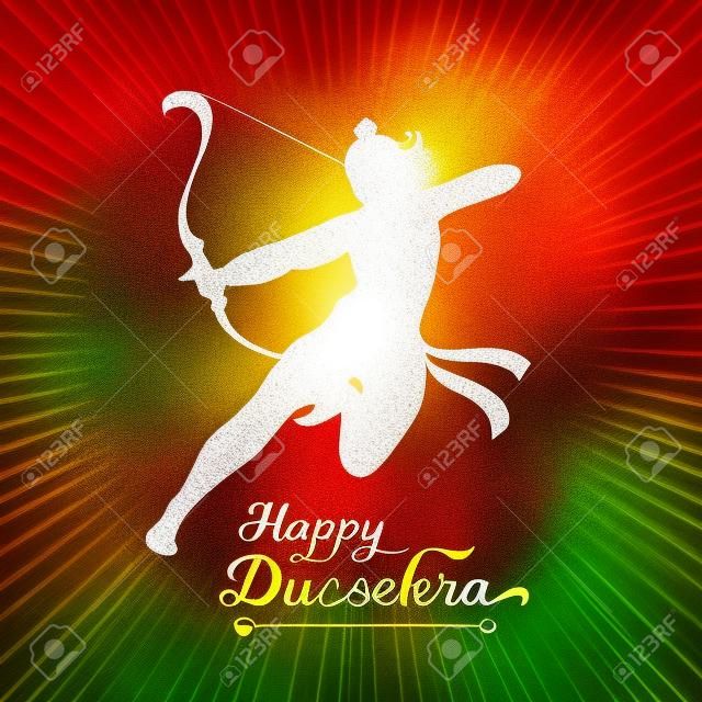 Feliz Dussehra belo cartaz de saudação com vetor de silhueta de Ram