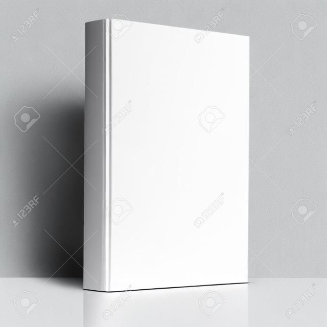 Blank book cover over white background with reflection