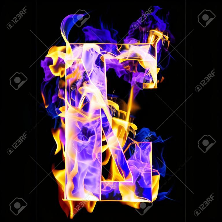 letter n burning with blue and pink colors
