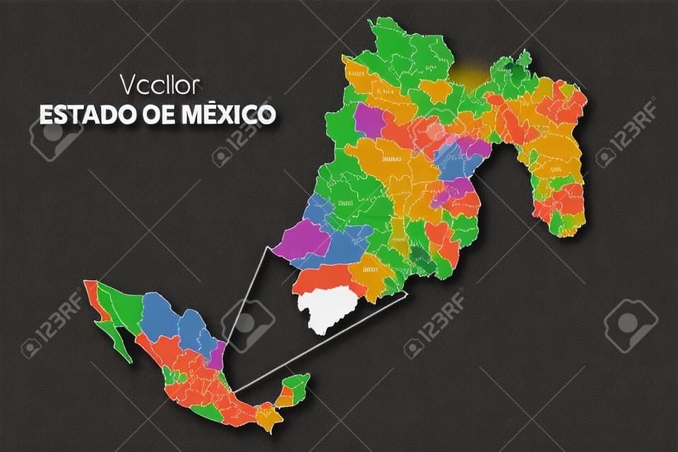 Mapa Político de México con nombres y colores. estado de mexico
