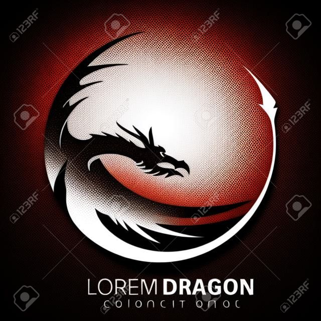 Chinese dragon head silhouette - company emblem. Vector