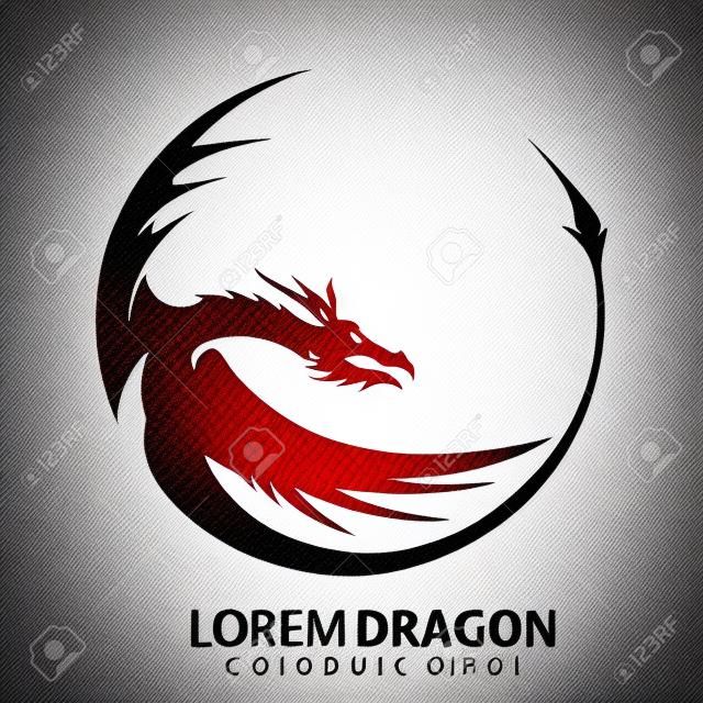 Siluetta cinese della testa del drago - emblema dell'azienda. Vettore