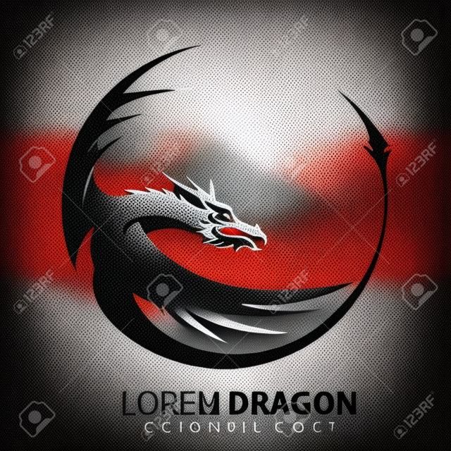 Китайский дракон силуэт головы - компания эмблема. Вектор
