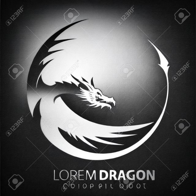 Chinese dragon head silhouette - company emblem. Vector