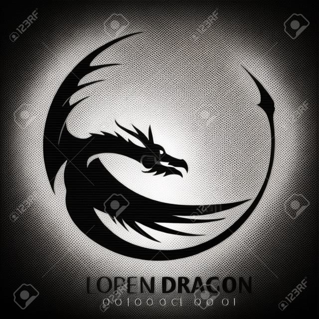 Китайский дракон силуэт головы - компания эмблема. Вектор