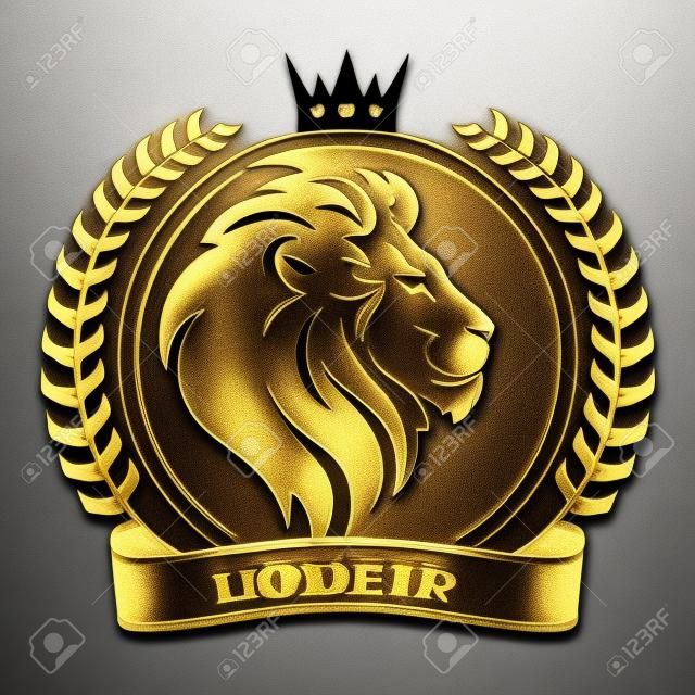 Lion head with crown logo