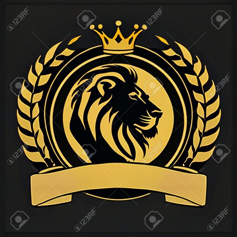 Cabeza de león con el logotipo de la corona