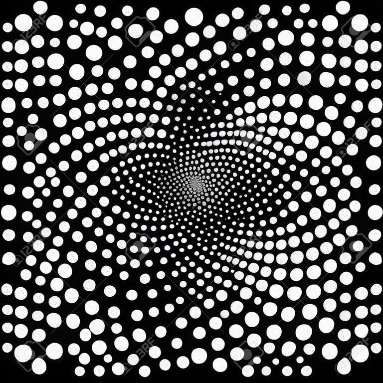 Tasarım spiral zemin noktalar. Özet monokrom background. Vektör sanat illüstrasyon. Hiçbir degrade