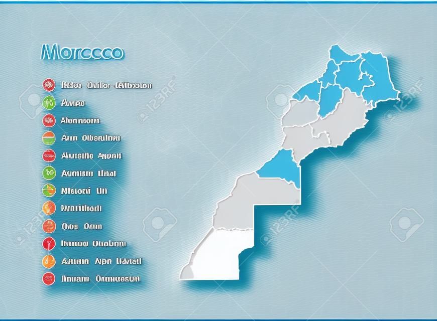 Marokko Vektorkarte, neue Regionen Ergebnis