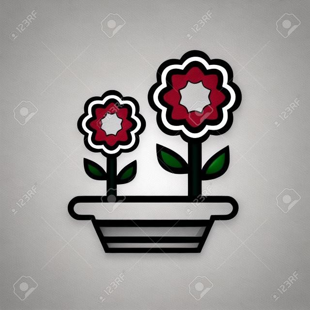 Icona fiori. relativo al simbolo della flora. stile piatto. illustrazione semplice. pianta. quercia. foglia. rosa
