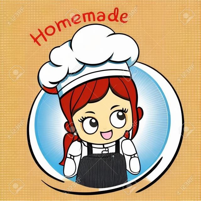 Ilustrator kreskówki żeński kucharz