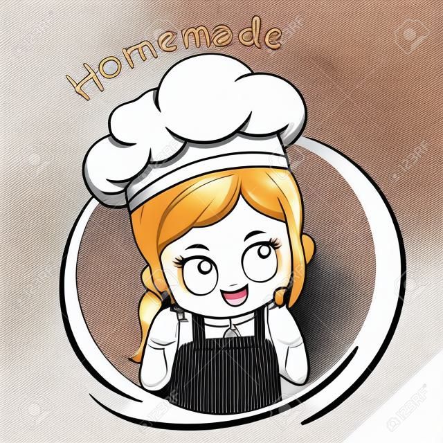 Ilustrador de dibujos animados de chef femenina