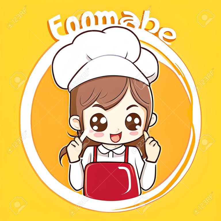 Ilustrador de dibujos animados de chef femenina