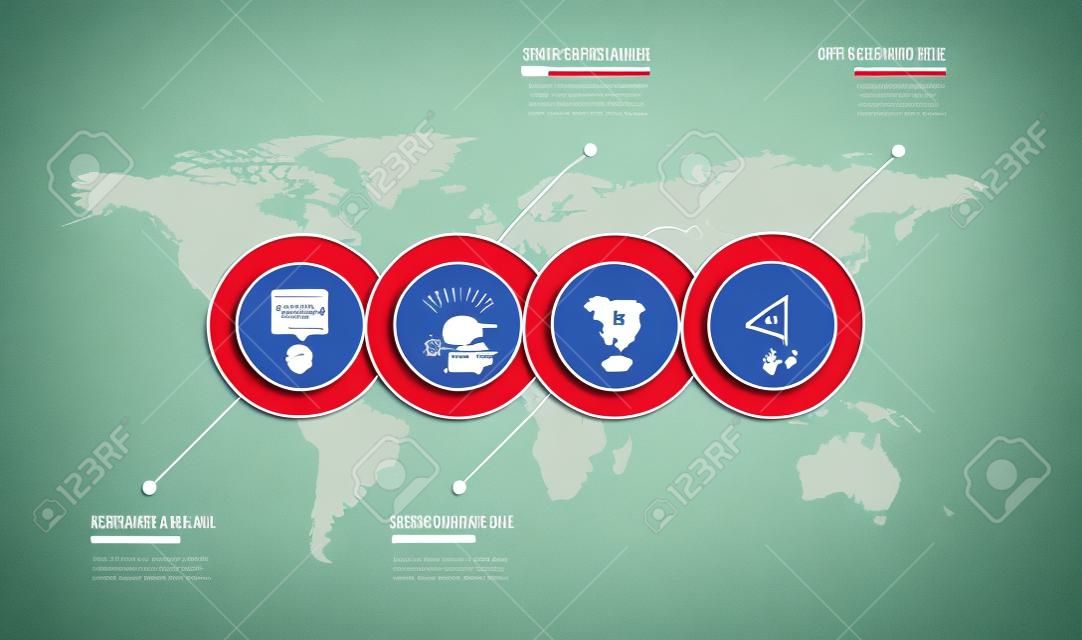 Plantilla de diseño de etiqueta infográfica con mapa mundial y 4 opciones