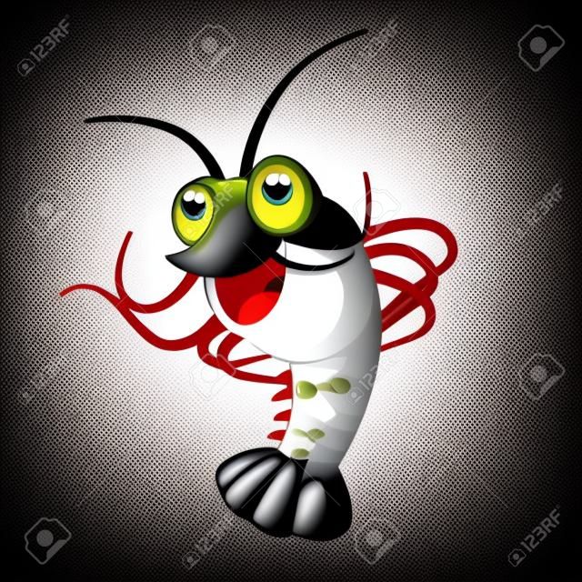 Vector de imagen de un camarón de divertidos dibujos animados
