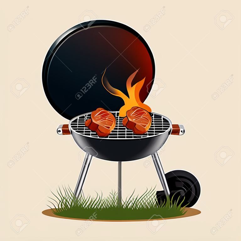 在火上燒烤的肉形象