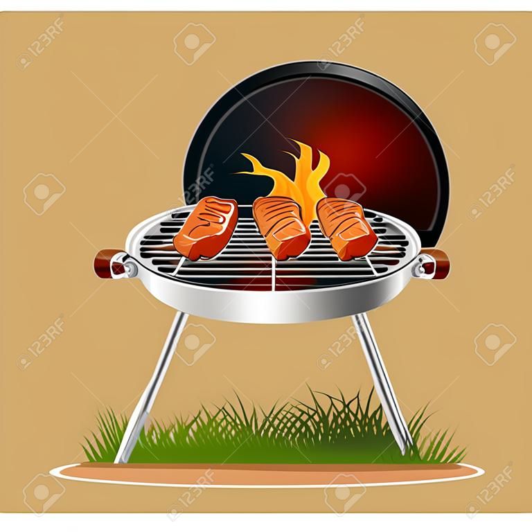 在火上燒烤的肉形象