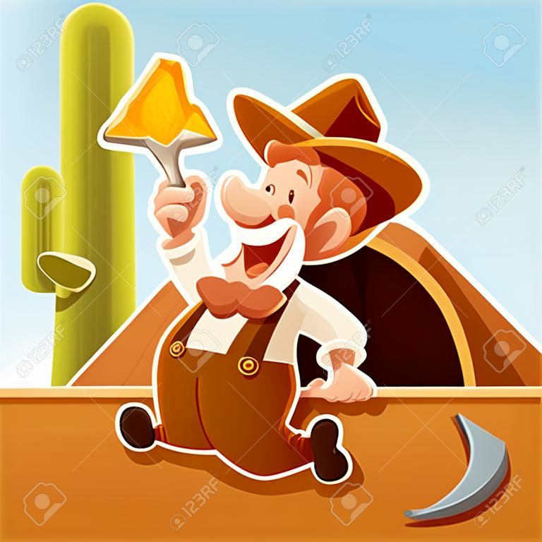 Vector image of an happy cartoon Prospector
