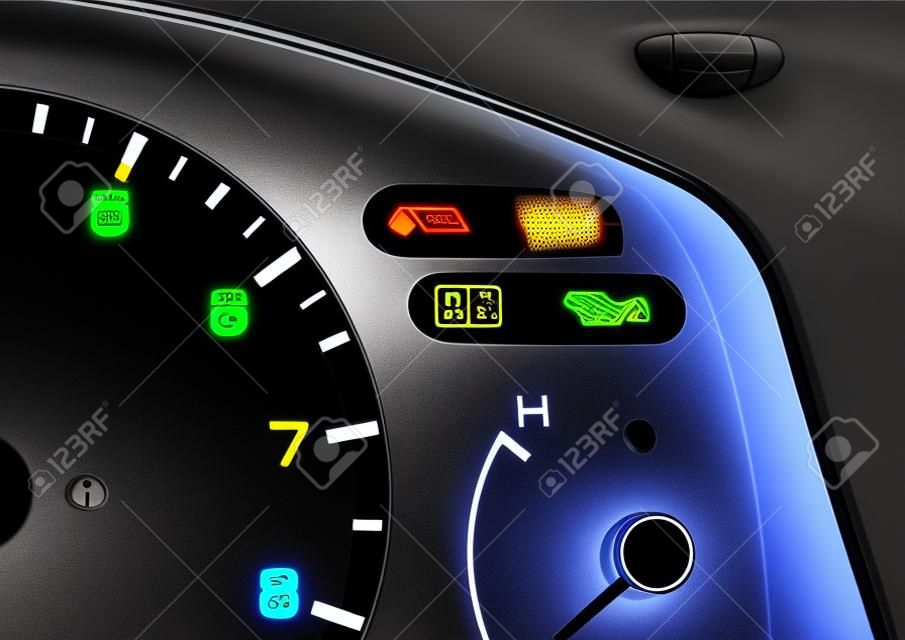 자동차 대시 보드 경고등 체크 엔진을 나타내는 기호, 오일 압력, 배터리 충전