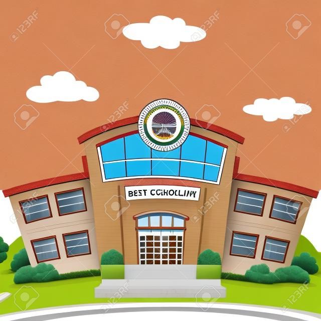 Illustration of School Building 