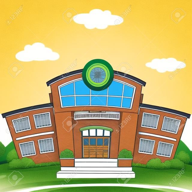 학교 건물의 그림