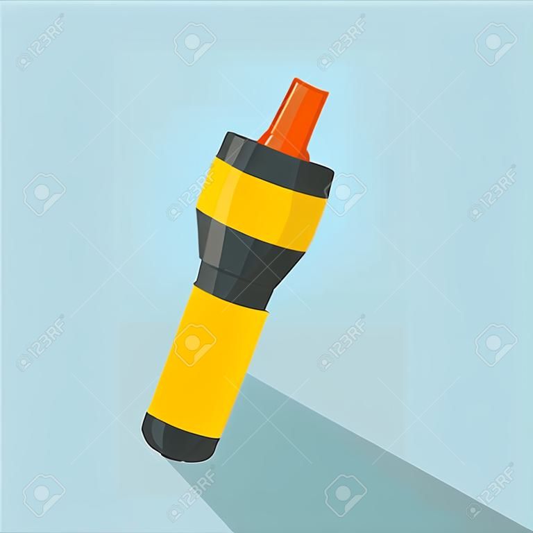 Yellow flashlight icon, flat style