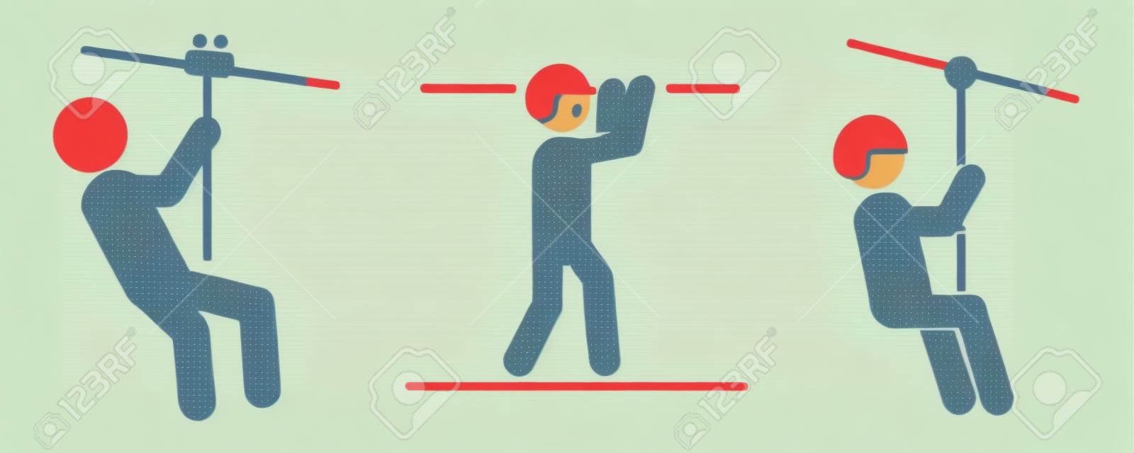 Zip line icons set. Simple set of zip line vector icons for web design on white background