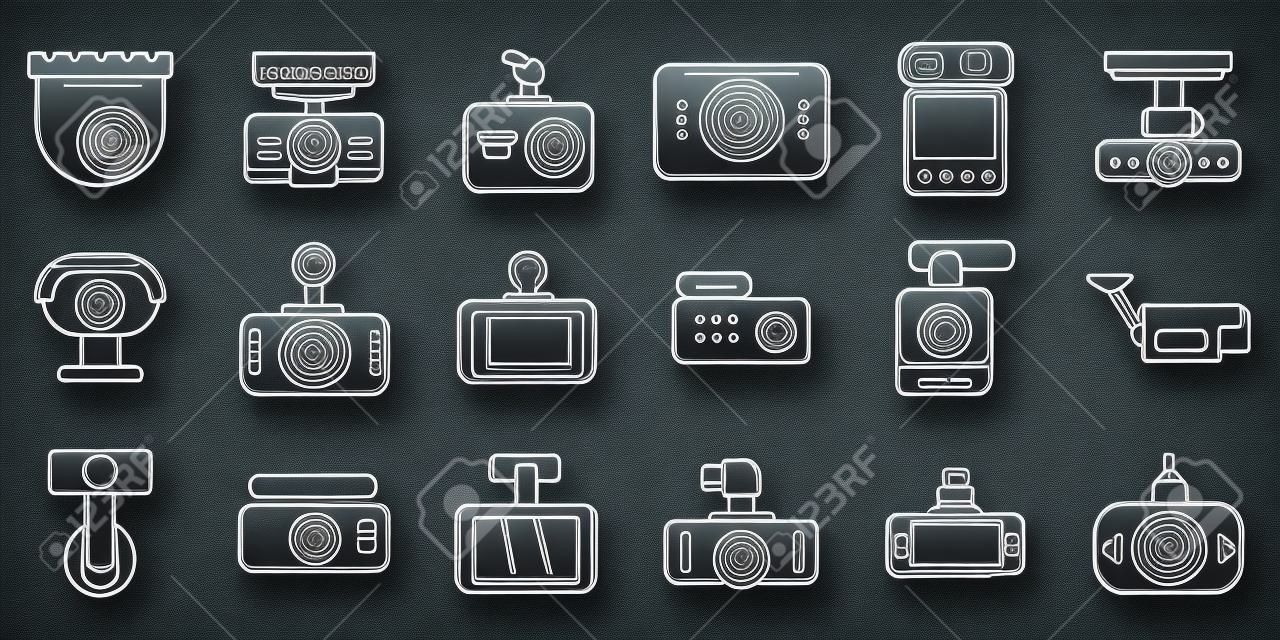 Conjunto de ícones de DVR digital, estilo de esboço