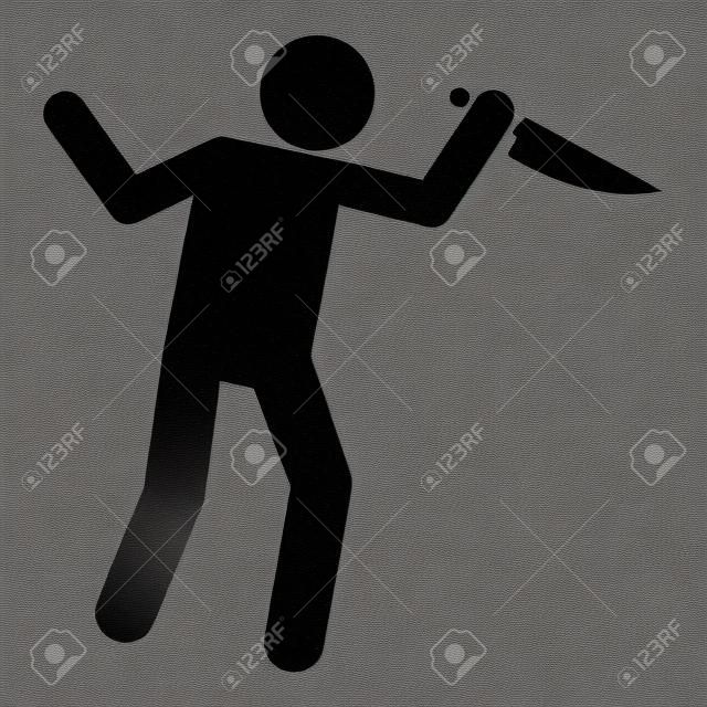 Man knife violence icon, simple style
