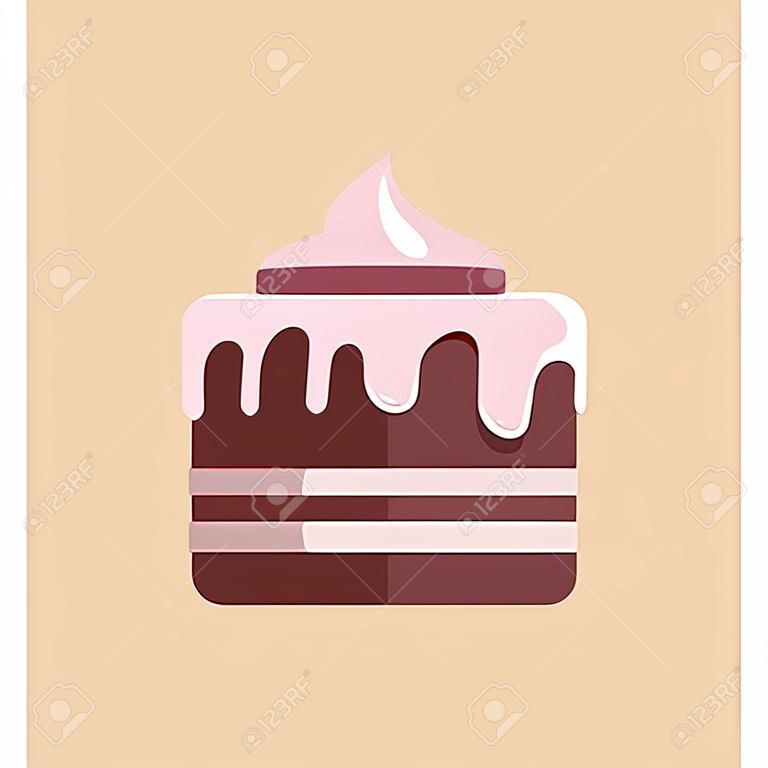 Cake dessert icon flat vector. Happy party. Sweet cream isolated