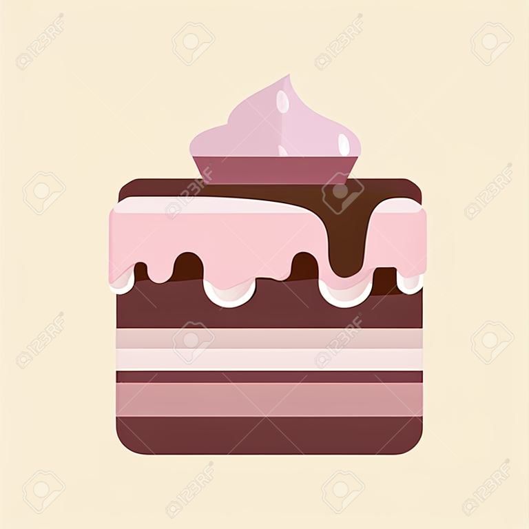 Cake dessert icon flat vector. Happy party. Sweet cream isolated
