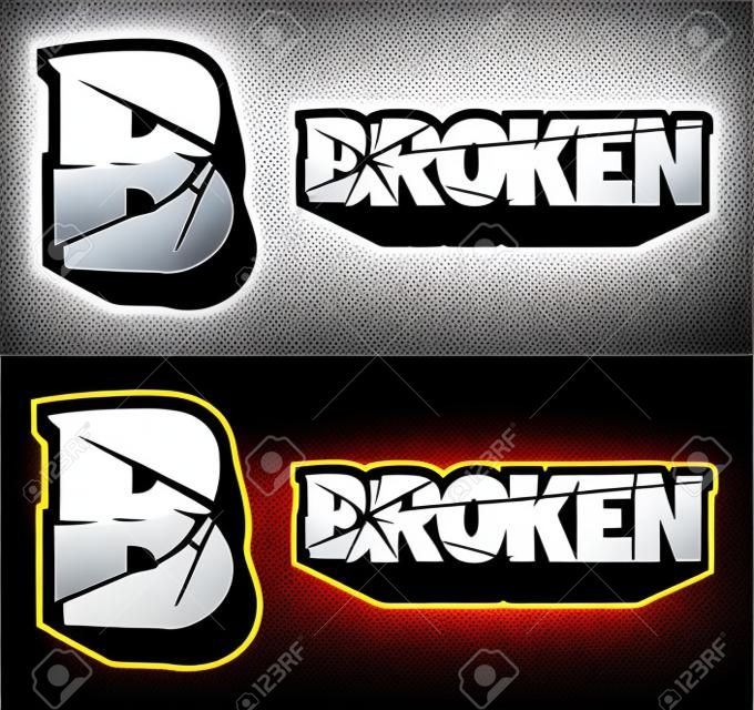 Broken logo, cracked logo, vector image.