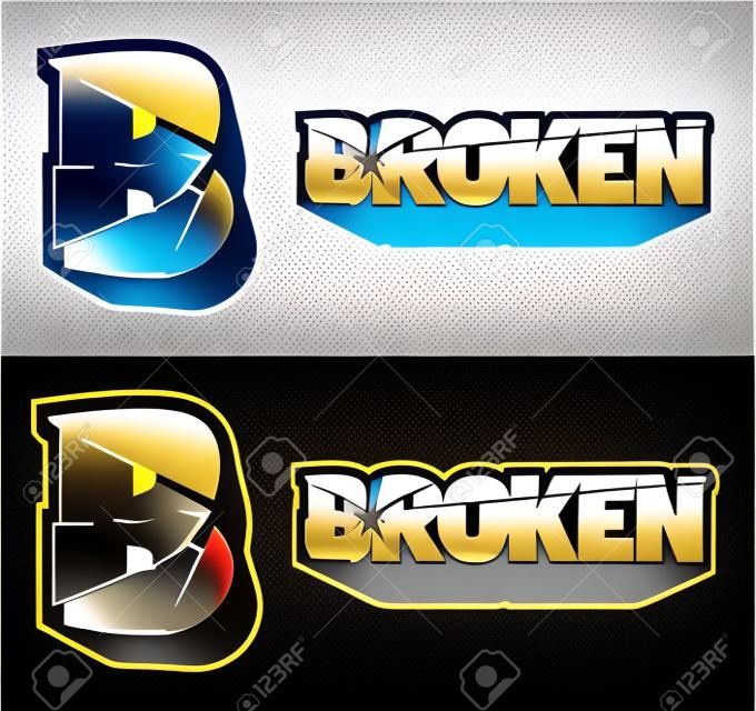 Broken logo, cracked logo, vector image.