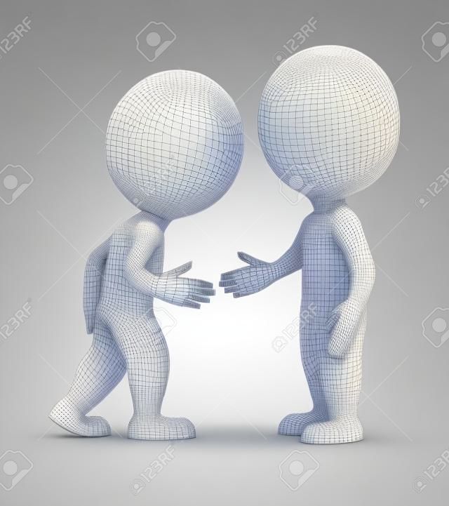 3d mały człowiek - handshake Umowa obrazu 3D White background