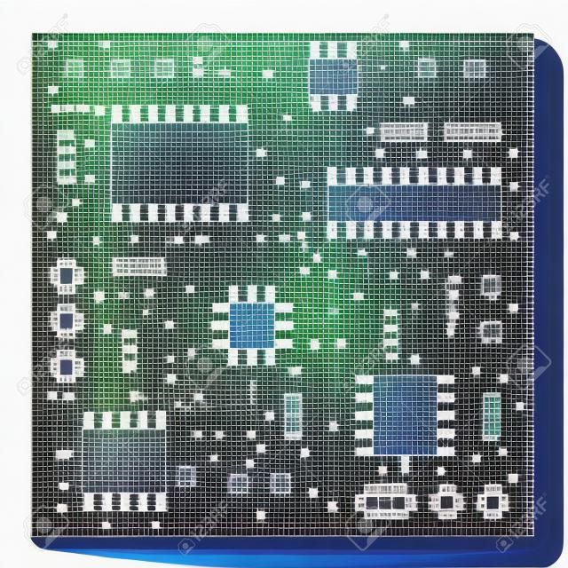 Pixel big microchip high detailed isolated vector