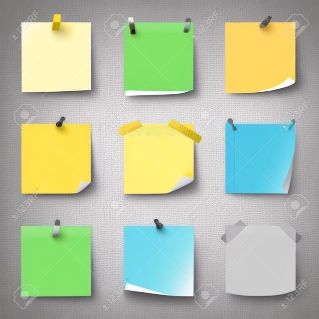 Post it notes icons detailed photo realistic vector set