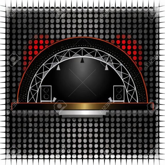 Concert stage and sound speakers. Vector illustration on a transparent background.