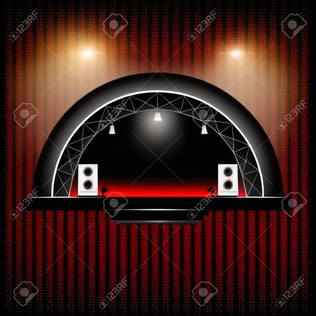 Konzertbühne und Sound-Lautsprecher. Vektor-Illustration auf einem transparenten Hintergrund.