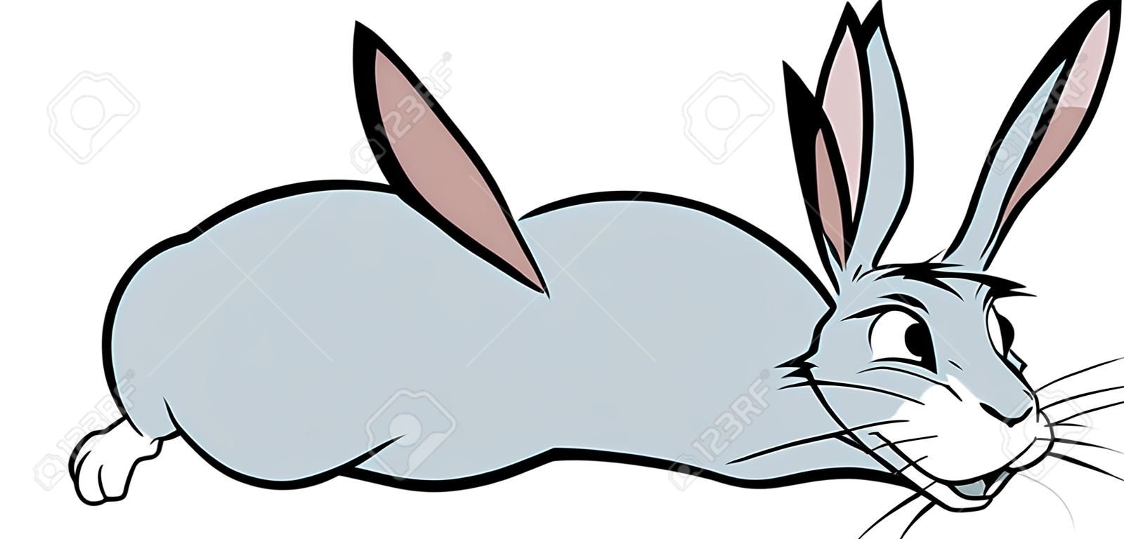 cartoon vector illustration of an angry rabbit leaping