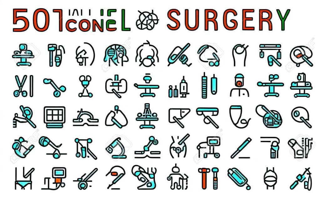 Conjunto de iconos de línea vectorial de cirugía para conceptos modernos, web y aplicaciones.
