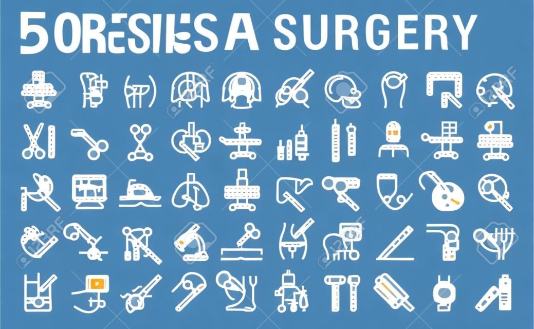 Conjunto de iconos de línea vectorial de cirugía para conceptos modernos, web y aplicaciones.