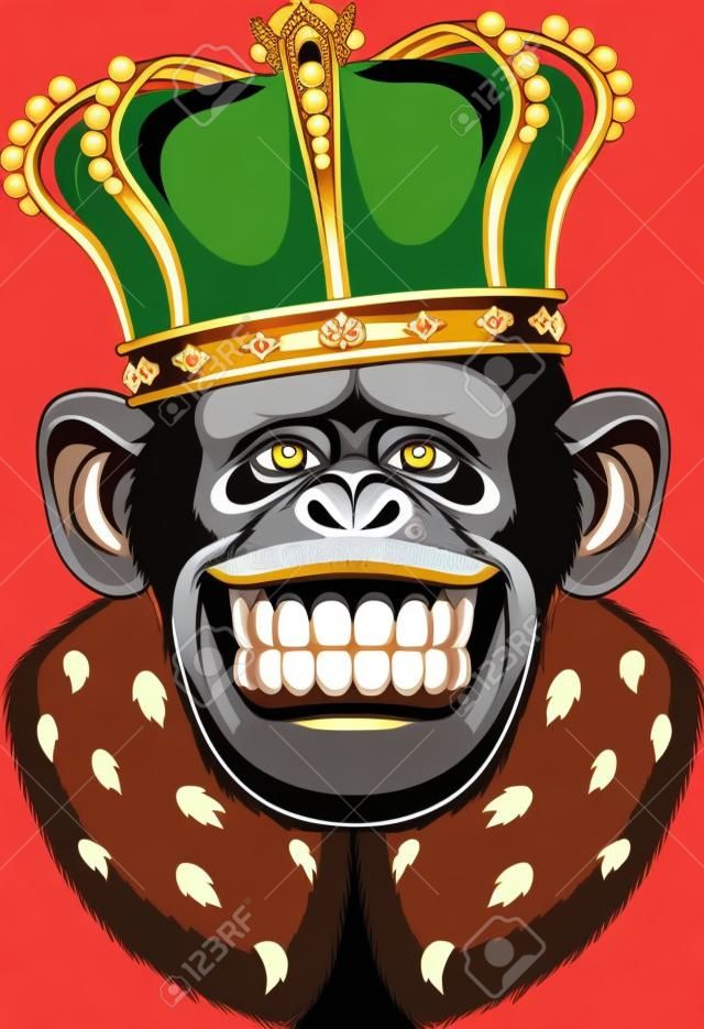 Vector illustration, formidable monkey in a crown