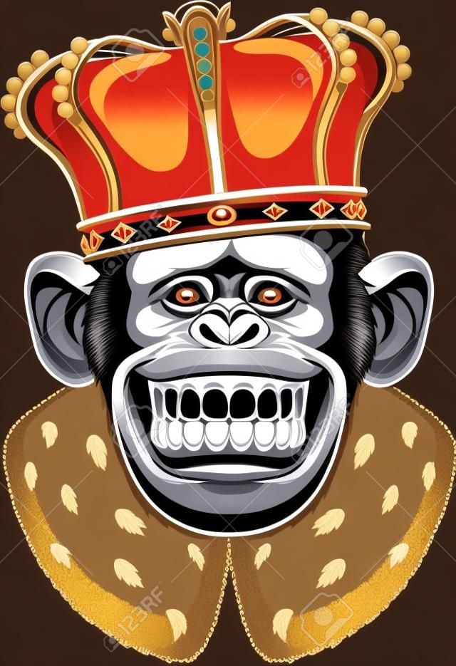 Vector illustration, formidable monkey in a crown
