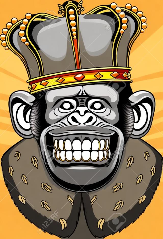 Vektor-Illustration, gewaltige Affe in einer Krone