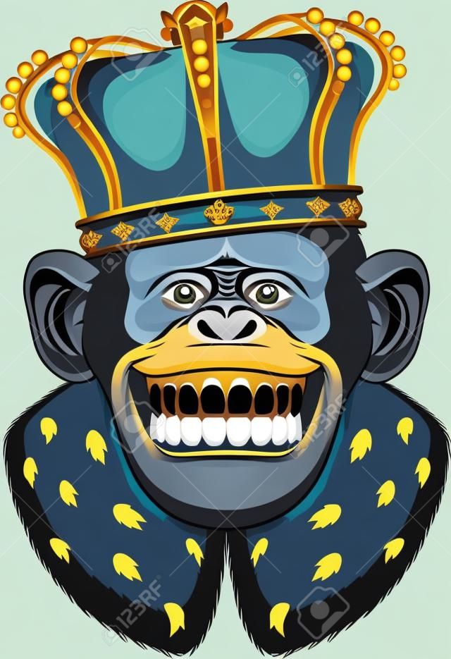矢量插图强大的猴子在皇冠